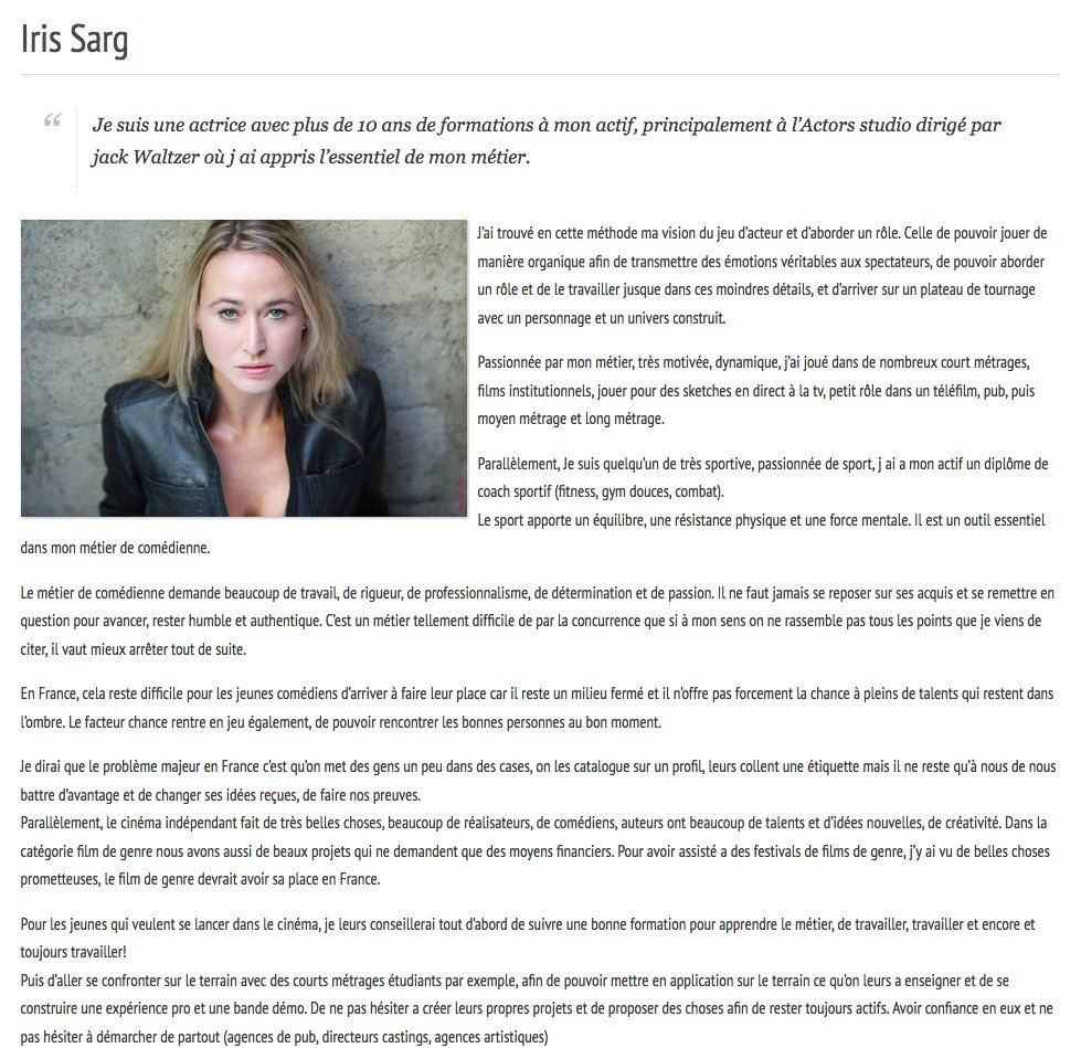 Iris SARG - Interview , Articles Médias , Parution & Collaboration Magazines